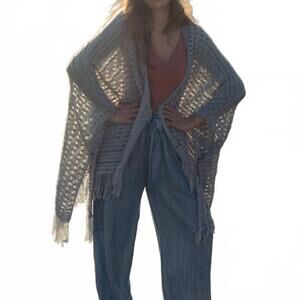 NEW SCANDAL ITALY fringe poncho in blue